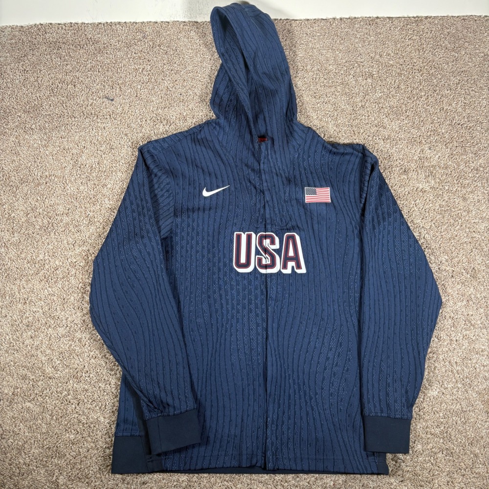 Nike Dri-FIT ADV Team USA Mens Navy Blue Textured Zip Hoodie FQ0306-451 L